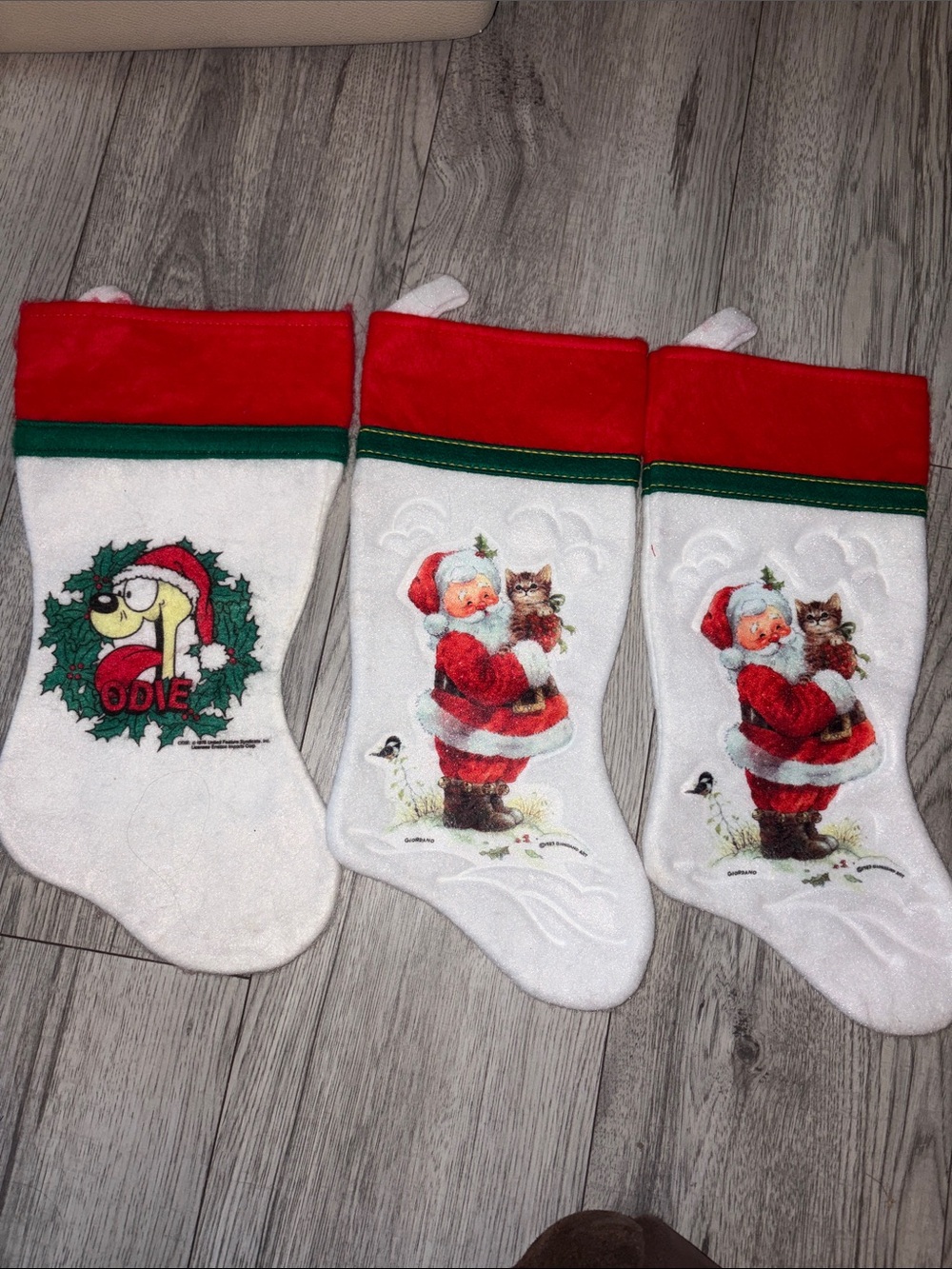 Red& White Santa Christmas Stocking - Garfield and Holiday Decor 1978 & 1983 VIN